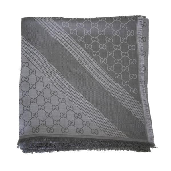 Gray GG Jacquard wool & silk shawl